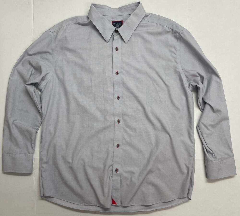UNTUCKit Mens Grey Pinstripe Wrinkle-Free Long Sleeve Button Down Shirt Size 3XL